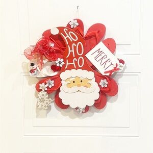 Santa Clause Wreath, Christmas Wreath, HoHoHo Decor, Front Door Wreath